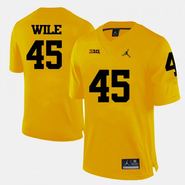 Michigan Wolverines #45 Mens Matt Wile Jersey Yellow Stitched College Football
